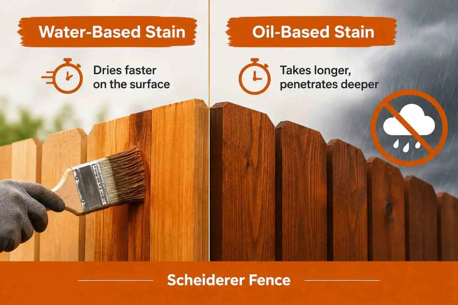 Oil-Based vs. Water-Based Stain Dry Time | Scheiderer Fencing