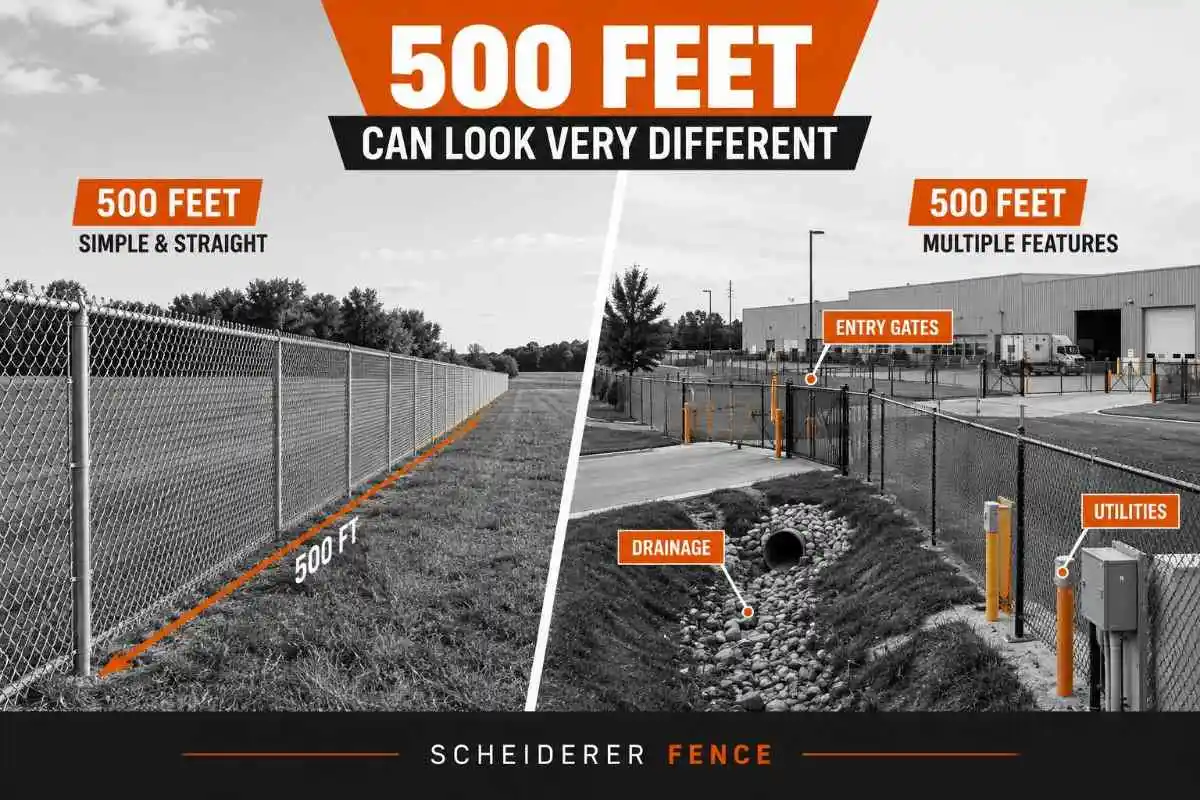What 500 Feet of Fence Actually Means on a Job Site | Scheiderer Fence