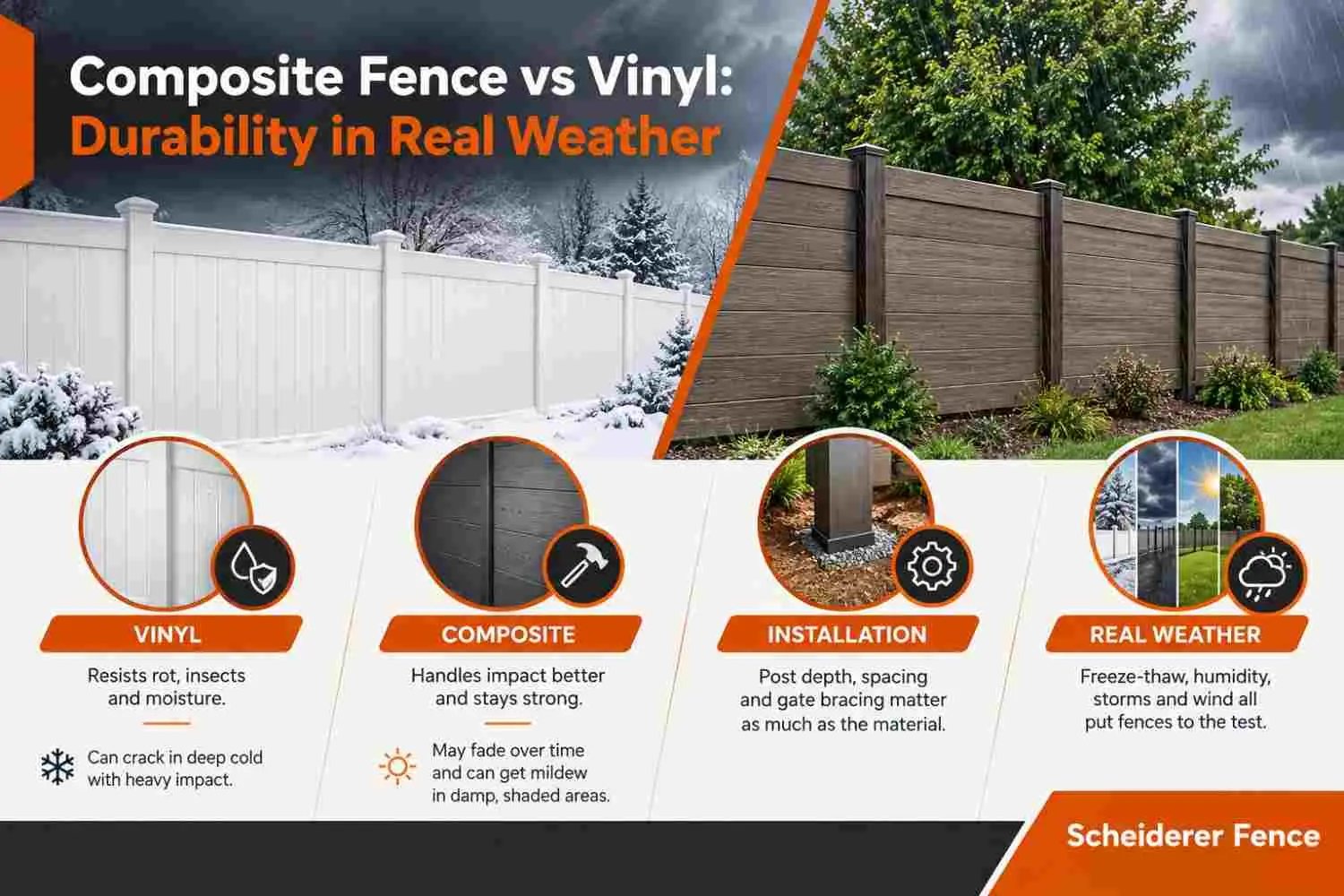 Composite Fence vs Vinyl Durability in Real Weather | Scheiderer Fencing